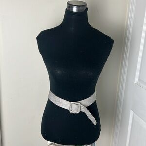 Bling Crystal Rhinestone Mesh Square Buckle Closure Belt